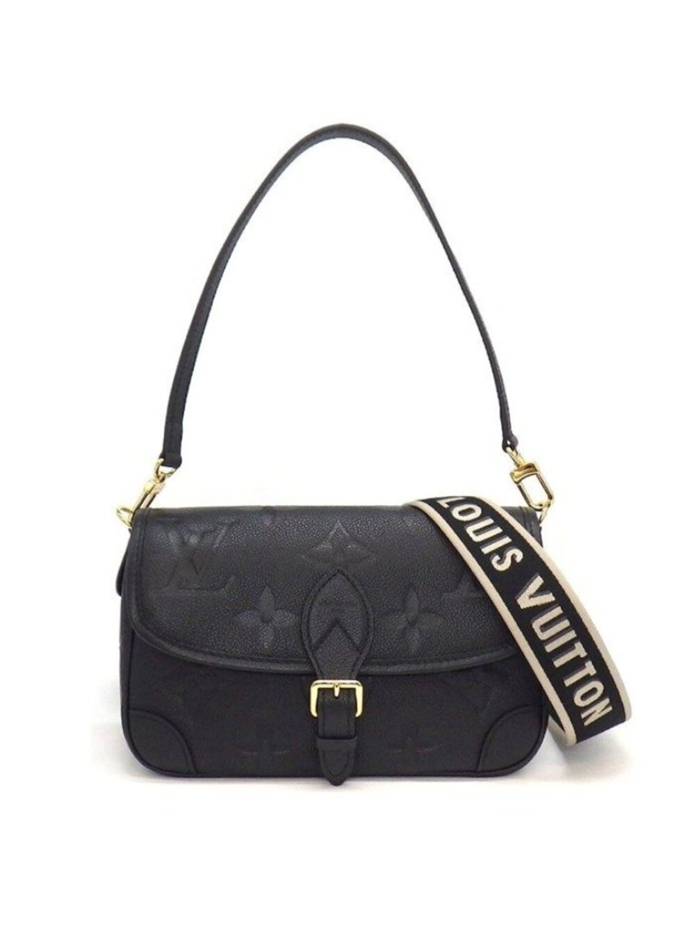 Louis Vuitton Shoulder Bag Diane Black Monogram Empreinte Leather Gold